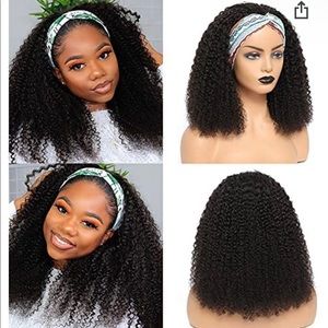 18 Inch kinky curly headband wig human hair